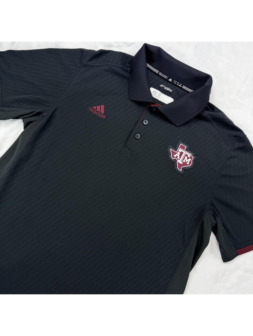 Adidas Texas A&M Aggies Polo Mens M Black Maroon Climalite NCAA Golf Shirt